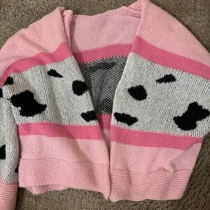 Pink cow print cardigan